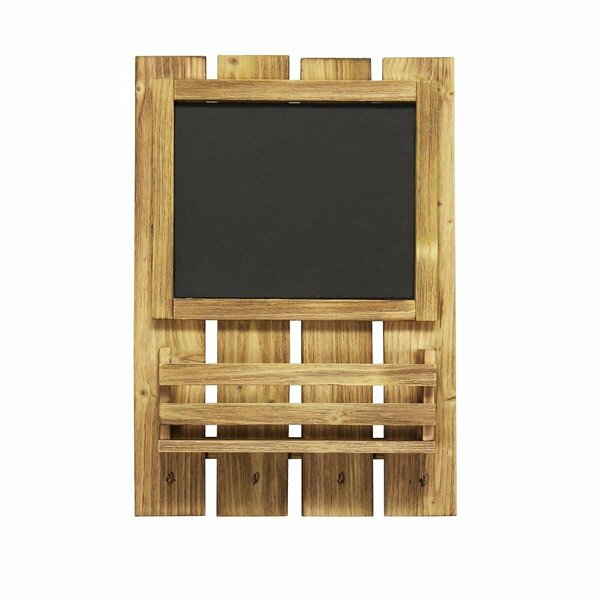 Simpatia Chalkboard Sign with Key Holder Hooks and Mail Storagew/#44; Natural Wood SI2752864